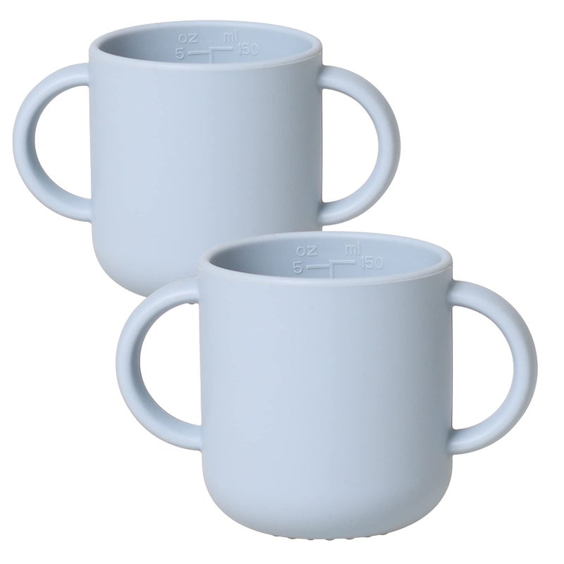 ROCCED Silicone Tiny Cups for Baby Silicone Baby Drinking Cups with 2 Handles, Toddler Training Cups Easy Grip for 6 Months+ 150ml/5oz 2 Pics-Deep Sky - Image 1